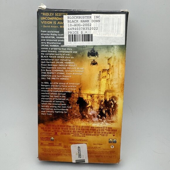 Black Hawk Down, War, VHS Tape, Vintage Video, Movie MA15+ H3 - Picture 2 of 3